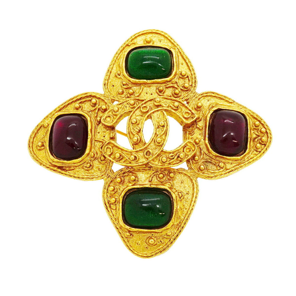 CHANEL Red Logo Brooch